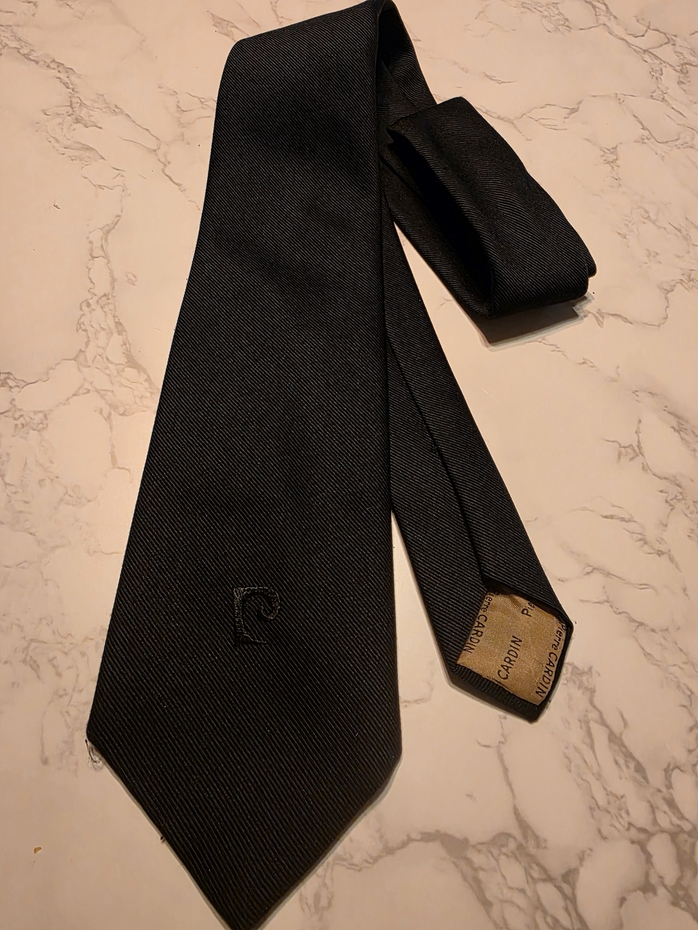 Vintage Black Pierre Cardin Designer  Tie